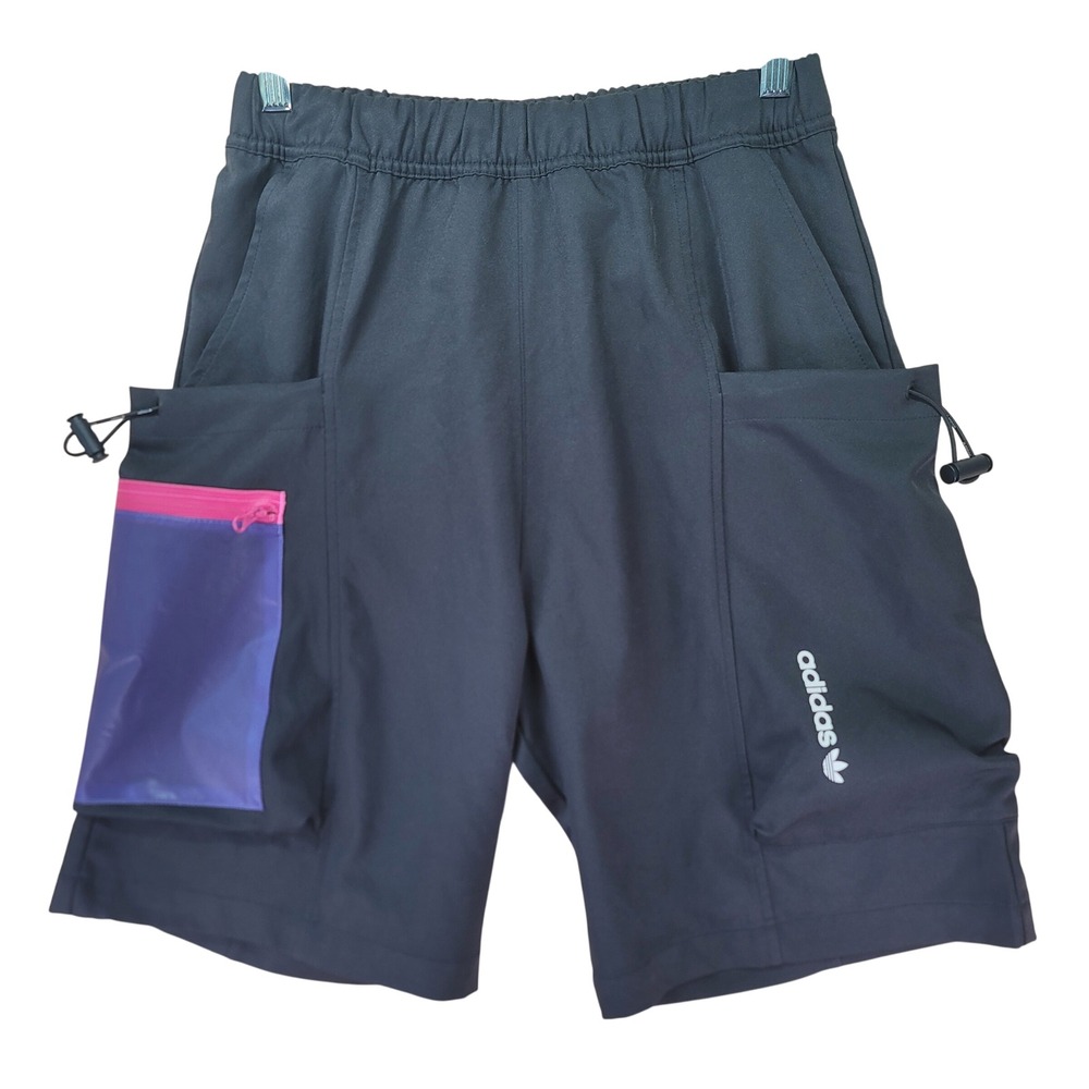 Adidas Originals G Cargo Shorts Mens 28-30 Black Excellent HA4740 Bungee Pockets